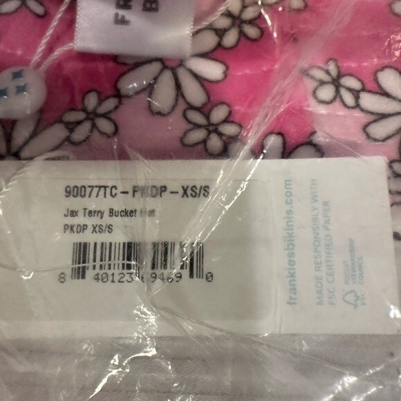 NWT Frankies Bikinis Jax Terry Floral Bucket Hat Pink Daisy - Picture 3 of 5